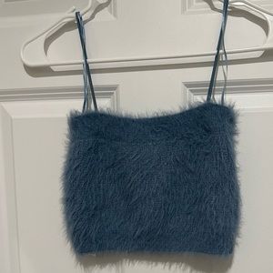 Zara blue fuzzy cami top